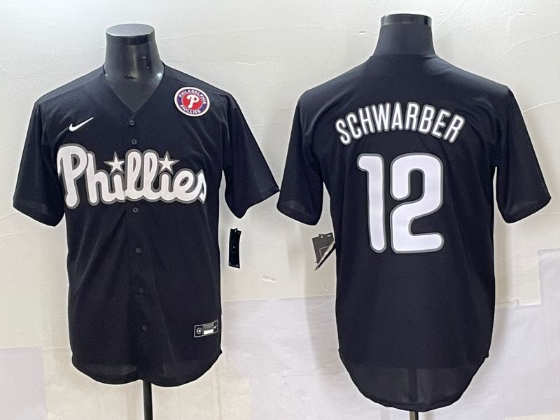 Men 2025 Philadelphia Phillies #12 Schwarber Black Fashion Nike MLB Jersey style 7097->philadelphia phillies->MLB Jersey